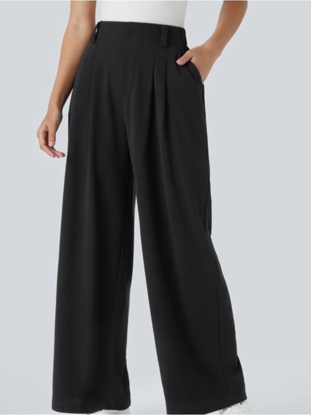 HALARA Black High-Waist Wide Leg Trousers